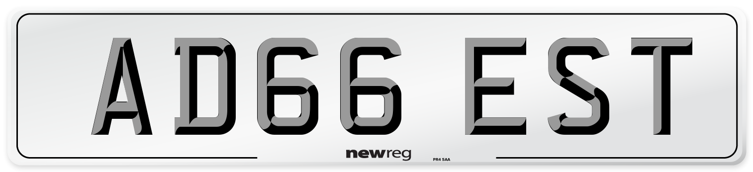 AD66 EST Number Plate from New Reg